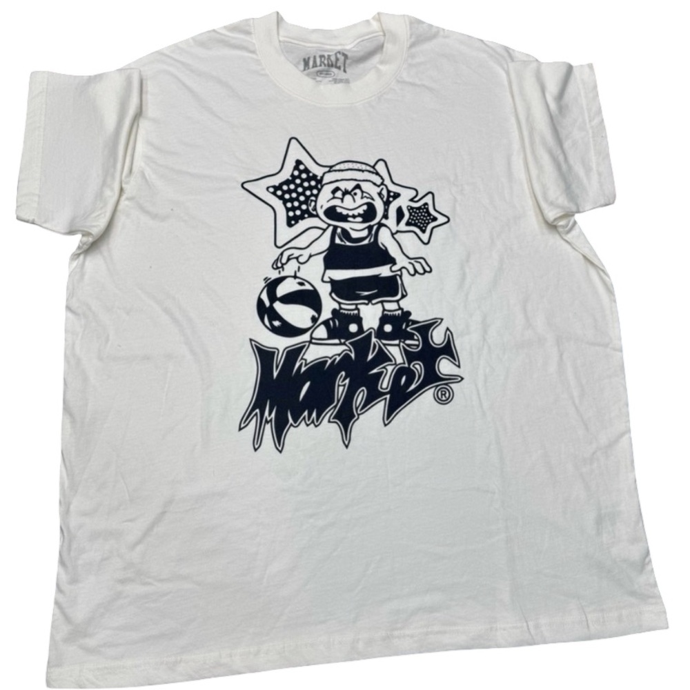 Market Chinatown Mens XXL White Black Graphic Tee Oversized Skater Streetwear